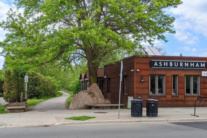 Ashburnham Ale House owner Scott Wood and the Village DBIA have contributed around half of the $50,000 cost to install lighting on the section of the Rotary Greenway Trail between Hunter Street and Douro Street in Peterborough's East City. Donations are being sought to fund the other half of the project cost. (Photo: Bruce Head / kawarthaNOW.com)