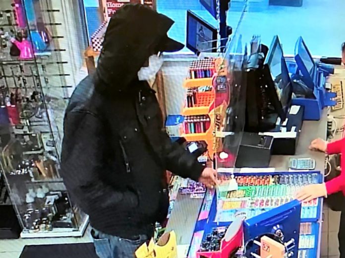 Kawartha Lakes police are seeking this suspect in a Lindsay store robbery. (Supplied photo)