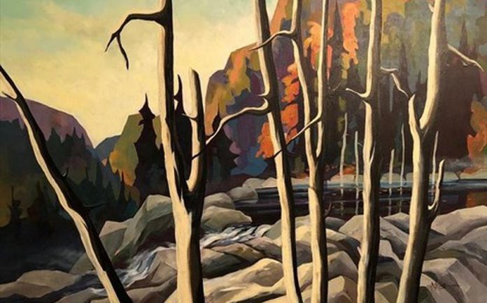 "Lake Superior Water Front" by Peterborough artist Neil Broadfoot. Neil was an avid canoeist and Canada's canoe routes were a source of inspiration for his art. (Photo via Kawartha Artists' Gallery & Studio)