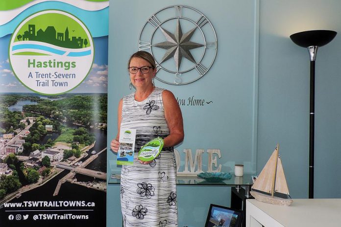 Hastings retailer Julie Whiteman, who recently redesigned and reopened her home décor shop River's Edge on Front. As a certified Trent-Severn Trail Town Friendly business, Whiteman's store includes promotional material about the Trent-Severn Trail Town program, an initiative launched by Regional Tourism Organization 8 (RTO8) to promote tourism and grow the economies of communities along the Trent-Severn Waterway in the Kawarthas Northumberland tourism region. (Photo courtesy of RTO8)