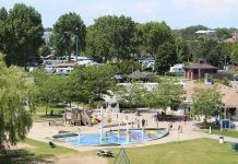 The splash pad in Victoria Park in Cobourg will be open daily effective July 10, 2020, but with new health and safety protocls in place due to COVID-19. Capacity will be limited to 10 people at a time, and wo staff from YMCA Northumberland will be on-site daily to assist splash pad users and ensure rules and procedures are being followed. (Photo: Town of Cobourg)