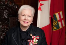 The Honourable Elizabeth Dowdeswell, Lieutenant Governor of Ontario, wearing her insignia as Chancellor and Member of the Order of Ontario and the Queen Elizabeth II Diamond Jubilee Medal (Photo: V. Tony Hauser)