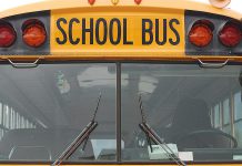 School bus pictured from the front. (Stock photo)