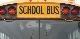 School bus pictured from the front. (Stock photo)