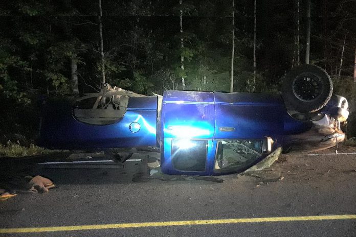 A 19-year-old Coe Hill man is facing multiple charges after a rollover in Hastings County on August 2, 2020. (Photo: Bancroft OPP)