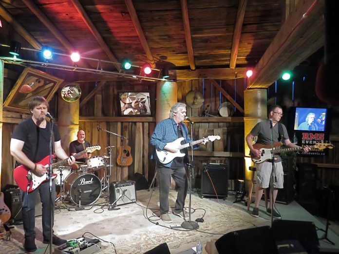 Local band House Brand performing classic rock, country, and blues at Andy and Linda Tough's Norwood-area barn-turned-recording studio for the new Live! At The Barn music performance video series. House Brand's performance will debut on Andy's YouTube channel on September 18, 2020. Viewers will have an opportunity to donate to the band. House Brand intends to pass on any donations received to the Peterborough Musicians' Benevolent Association, which supports local musicians in time of need.  (Photo courtesy of Andy Tough)