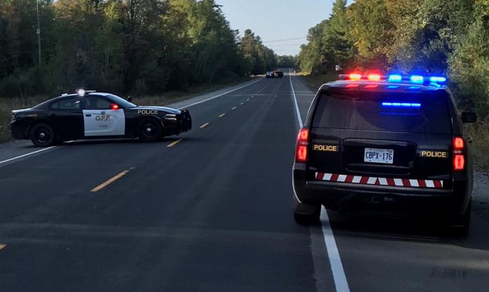 The OPP closed Highway 28 between Apsley and Paudash following an motorcycle accident on September 20, 2020. The driver, who lost control of his vehicle, was airlifted to a Toronto-area hospital with life-threatening injuries. (Photo: OPP)