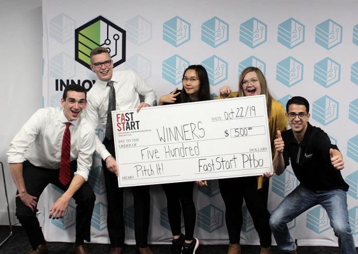 The winners of FastStart Peterborough’s Pitch It! competition on October 22, 2019. (Photo courtesy of Innovation Cluster)