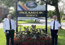 Randy Mellow (left), the chief of Peterborough County-City Paramedics, will also be leading the Kawartha Lakes Paramedic Service when its current chief, Andrew Rafton (right), retires in November 2020. The municipal councils of the City of Kawartha Lakes and Peterborough County entered into a shared services agreement following an ongoing joint review of the two paramedic services. (Photo courtesy of City of Kawartha Lakes)
