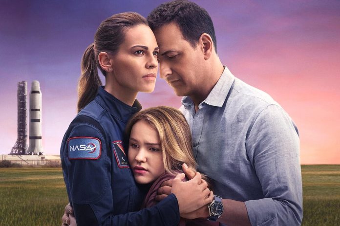 Along with Hilary Swank as mission commander Emma Green, "Away" also stars Josh Charles (The Good Wife) as her husband and NASA engineer Matt Logan, and Talitha Bateman as their teenage daughter Alexis Logan.  (Photo: Netflix)