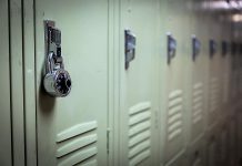 A combination lock on a school locker. (Stock photo)