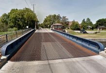 The Warsaw Swing Bridge on Parkhill Road East between Armour Road and Television Road in Peterborough before the replacement project began. (Photo: Google Maps)