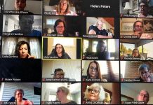 Some of the members of 100 Women Peterborough participating in a Zoom call on October 13, 2020, when they voted to donate member-raised funds to Kawartha Sexual Assault Centre in Peterborough. (Photo courtesy of 100 Women Peterborough)