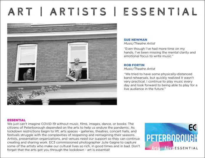 Sue Newman and Rob Fortin, Music/Theatre Artists - The Essential Project. (Photo by Julie Gagne, design by Rob Wilkes) 