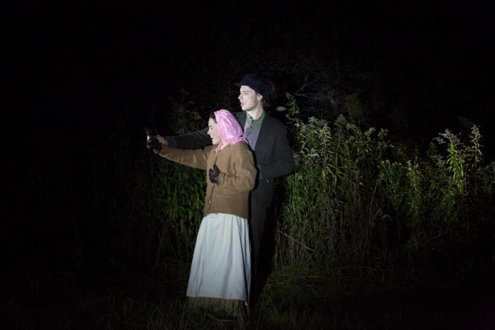 Madison Sheward as Maggie Deyell and Tristan Peirce as Paddy Maguire  in 4th Line Theatre's "Bedtime Stories and Other Horrifying Tales".  (Photo: Wayne Eardley / Brookside Studio)