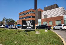 Like other COVID-19 assessment centres across the province, the drive-through centre Ross Memorial Hospital in Lindsay has been experiencing long line-ups. The centre will be switching to an appointment-only model as of October 5, 2020. (Photo: Ross Memorial Hospital)