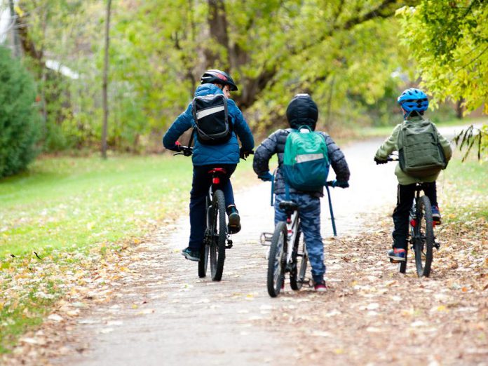 Studies published in the Journal of School Health & Medicine and Science in Sports and Exercise demonstrate that active school travel is associated with mental health benefits, including reduced stress, depression, and anxiety, and increased happiness.  (Photo: GreenUP)