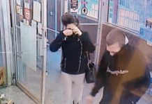 The two suspects in a theft from a William Street grocery store in Lindsay that left an employee with minor injuries. (Police-supplied photo)