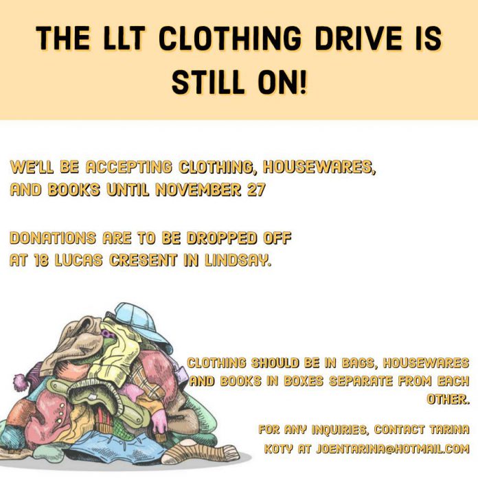One of Lindsay Little Theatre's fundraisers is a clothing drive running until the end of November. (Graphic: Lindsay Little Theatre)
