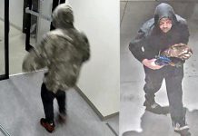 Video surveillance of two suspects in a break-and-enter at a home on Lindsay Street North in Lindsay on September 26, 2020. (Police-supplied photos)