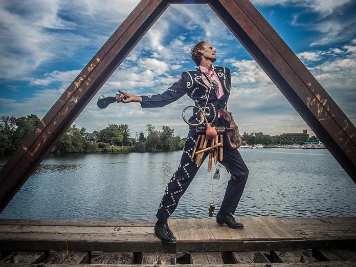 On Saturday, October 3rd, Bill Coleman will be performing his piece "Le Flâneur" in Millennium Park as part of Public Energy's The Pivot Series. The performance, with music by Curtis Driedger, will move through the park northwards from the Boathouse at the Silver Bean Cafe, following the railroad tracks and pausing at each crossing. It's one of 10 short site-specific dance and theatre works at various outdoor locations in Peterborough from October 2 to 20, 2020. (Photo: Wayne Eardley)