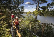 Treetop Trekking, which operates an adventure park at the Ganaraska Forest near Port Hope as well as in Barrie, Brampton, Hamilton, Huntsville, and Stouffville, has been named the 2020 Attraction of The Year Award by Attractions Ontario. (Photo courtesy of Treetop Trekking)