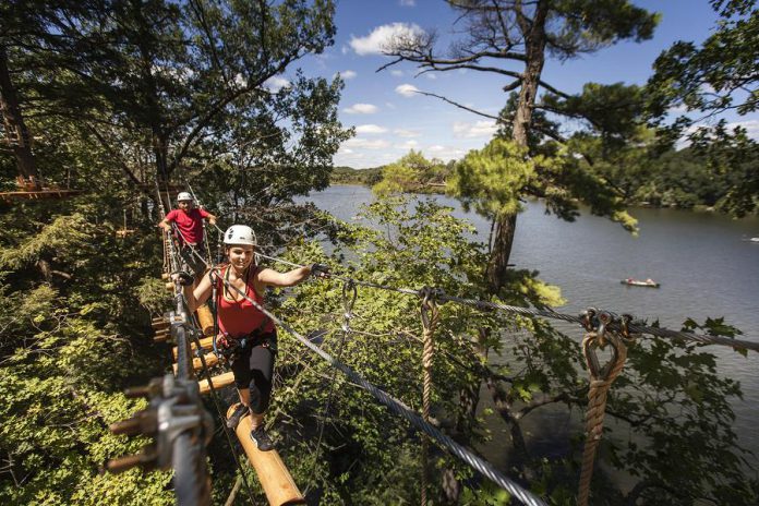 Treetop Trekking, which operates an adventure park at the Ganaraska Forest near Port Hope as well as in Barrie, Brampton, Hamilton, Huntsville, and Stouffville, has been named the 2020 Attraction of The Year Award by Attractions Ontario. (Photo courtesy of Treetop Trekking)