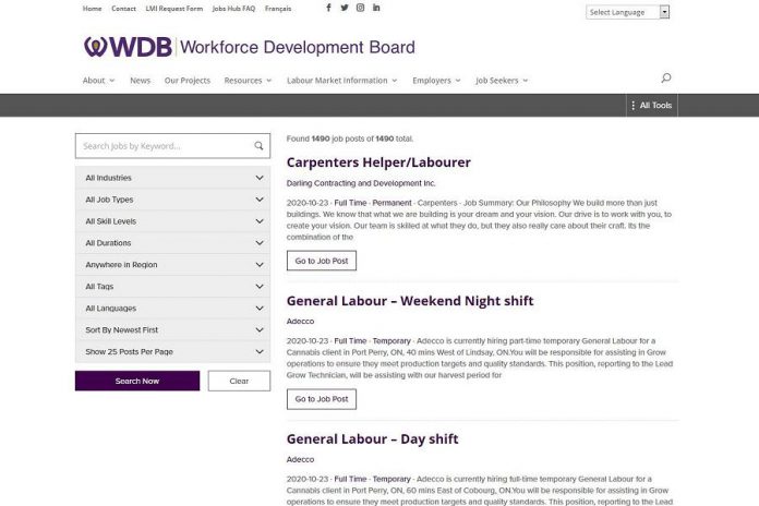 With the Workforce Development Board's Local Jobs Hub, job hunters can filter listings by key criteria, including skill level and type, part-time or full-time jobs, location, whether a job is temporary, contract, or permanent, and more. The online tool is mobile-friendly, so you can use it on laptop or your phone. (Screenshot)
