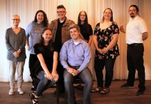 On December 11 and 12, 2020, Lindsay Little Theatre will present "A Night of One Act Plays", an evening of COVID-safe dinner theatre at Pie Eyed Monk Brewery in Lindsay. Pictured from front to back and left to right are the cast and crew: Tarina Koty, Reece David, Marion Bays, Kathryn Wooldridge-Condon, Nate Copeland, Logan Gerzymisch, Carolyn Koty, and Will Bowyer. Not pictured: Collin Dusome. (Photo courtesy of Lindsay Little Theatre)