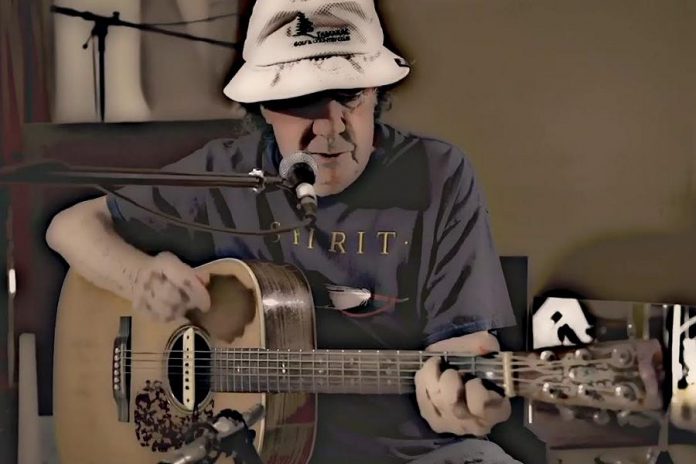 Omemee's Bob Young was inspired to write "Hey America" after watching Donald Trump on TV. His family and close friends encouraged the 78-year-old former golfer to record the song. The video was shot at Gores Landing Hall, south of Rice Lake. (Screenshot)