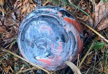 Do you recognize this five-pin bowling ball? It was thrown into the windshield of a moving car by a passing motorist on Buckhorn Road near Upper Chemung Drive in Selwyn Township at around 10 p.m. on November 26, 2020. (Police-supplied photo)