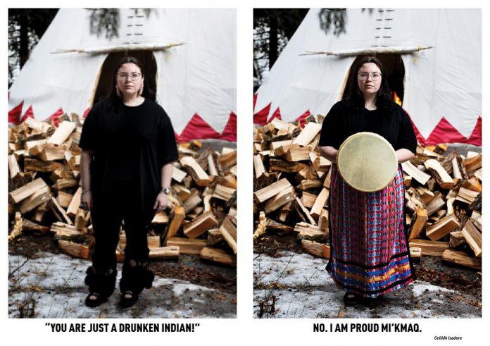 Ceilidh Isadore, an Indigenous student at Trent University who participated in the 'Breaking Down Stereotypes' photo-based community art project. The project is on display at Artspace in downtown Peterborough until November 14, 2020. (Photos by Annie Sakkab)