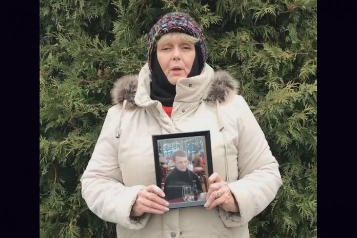 Brett Michael LeBlanc's mother, Cheryl LeBlanc, in a Facebook video from November 22, 2020 at Trent University Wildlife Sanctuary, where a public search is underway for the missing 24-year-old Trent University student who is legally blind. (Screenshot / Facebook)