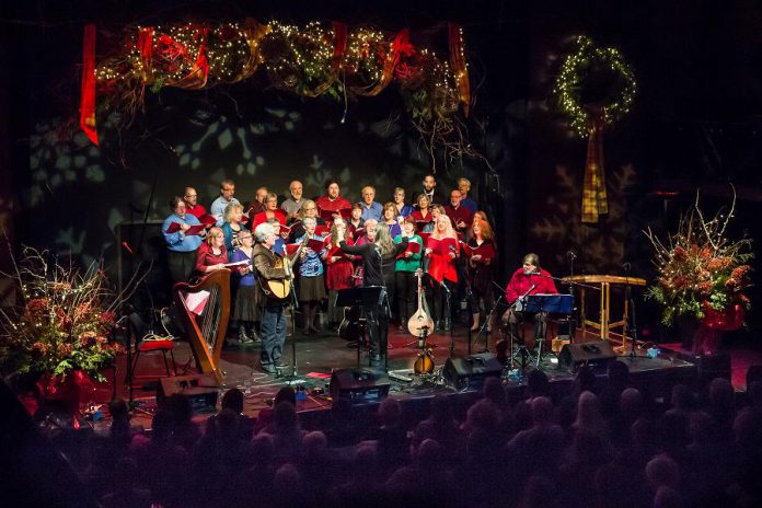 The Convivio Chorus perforrming at the annual "In From The Cold" Christmas concert at Market Hall Performing Arts Centre in downtown Peterborough in December 2015, raising funds for YES Shelter for Youth and Families. With a live concert not possible this year because of the pandemic, a selection of favourites from the past 20 years of In From The Cold concerts will be broadcast on Trent Radio on December 11 and 12, 2020, and streamed from Trent Radio's website. (Photo: Linda McIlwain / kawarthaNOW.com)
