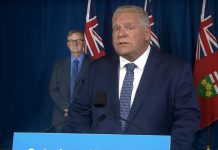 Ontario Premier Doug Ford announcing on November 19, 2020 at Queen's Park that more stringent public health measures will be introduced in the province on Friday, especially in the regions hardest hit by COVID-19. (Premier's Office screenshot)