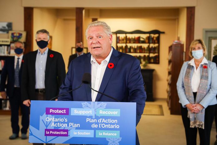 Ontario Premier Doug Ford said the provincial government is investing an additional $630 million in broadband and celluar access across Ontario during an announcement in Minden Hills on November 4, 2020. (Photo: Office of the Premier)