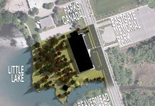 The new Canadian Canoe Museum will be located at 2077 Ashburnham Drive, north of Beavermead Park and south of Parks Canada's Trent-Severn Waterway head offices. The site is a short walk to the shores of Little Lake. (Graphic: Canadian Canoe Museum)