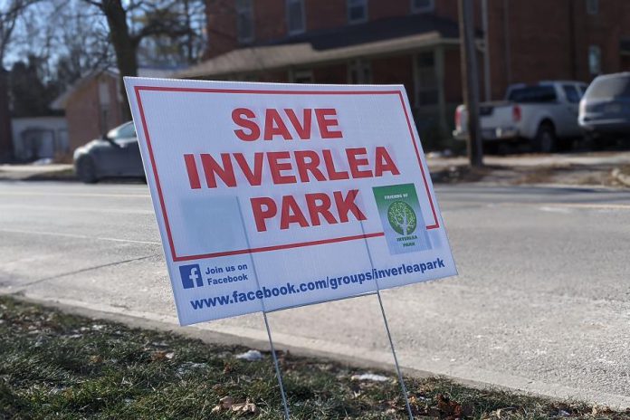 A consultant report to the City of Peterborough proposing historic Inverlea Park as a possible location for a fire hall prompted local residents to launch a "Save Inverlea Park" campaign. Northcrest Ward councillor and Peterborough Fire Services chair Andrew Beamer says City of Peterborough staff will be recommending to city council in January that the park be removed from the list of potential sites. (Photo: Bruce Head / kawarthaNOW.com)