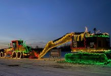 A holiday display by Carchidi Excavating at the Merry & Bright Festival at Lindsay Exhibition fairgrounds, running from December 18 to 31, 2020. (Photo: Shanice Sproule)