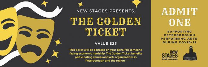 Each New Stages "Golden Ticket" purchased by supporters will be donated on their behalf to someone facing economic hardship. (Graphic: New Stages Theatre Company)