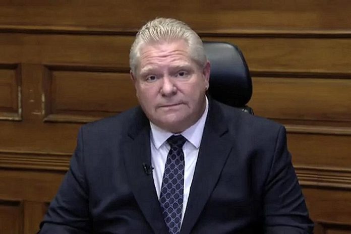 With Ontario reporting its fourth straight day of COVID-19 cases over 2,000, a sombre-looking Doug Ford announced on December 18, 2020 at Queen's Park that he will be holding an emergency meeting over the weekend with all CEOs of all hospitals in Ontario. The Premier added he would make an announcement on December 21 regarding additional public health restrictions in Ontario. (CPAC screenshot)