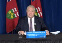 Premier Doug Ford announces additonal public health regions moving into lockdown and provides an update on Ontario's vaccine rollout plan at a briefing at Queen's Park on December 11, 2020. (CPAC screenshot)
