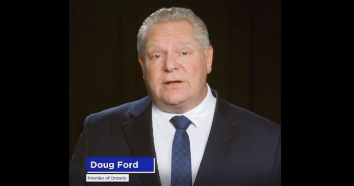 Premier Doug Ford in a video message posted on Twitter on Christmas Eve urging Ontarians to stay at home in advance of the Boxing Day shutdown. (Screenshot)