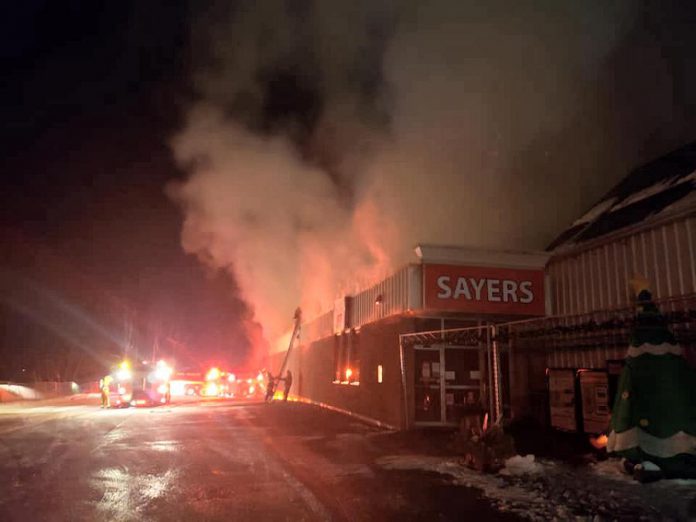 Sayers Foods in Apsley was engulfed in flames in the early morning of December 5, 2020. (Photo: Sayers Foods / Facebook)