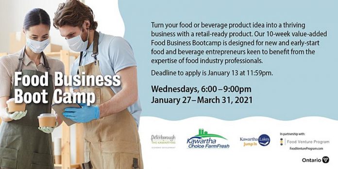 City of Kawartha Lakes and Peterborough & the Kawarthas Economic Development present food business bootcamp from January 27 to March 31