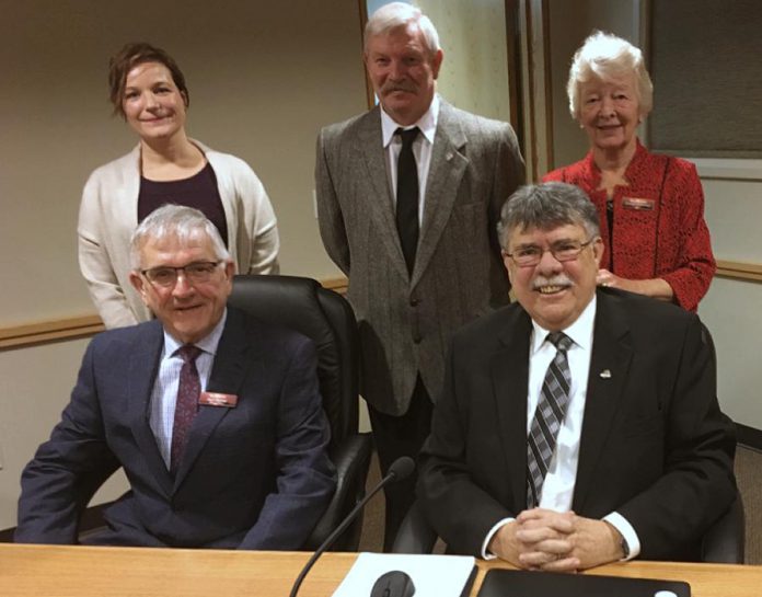 As well as serving as Peterborough County Warden, J. Murray Jones is mayor of Douro-Dummer Township. Pictured in 2018 is Jones (front right) with deputy mayor Karl Moher (front left) and (back row) councillors Heather Watson, Tom Watt, and Shelagh Landsmann. (Photo: Douro-Dummer Township)