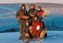 In summer of 2017, filmmaker Suzanne Crocker (bottom right) and her family started their year-long quest to feed themselves from food gathered, grown, and hunted close to their home in the Yukon. In "First We Eat", which screens at the 2021 ReFrame Film Festival, Crocker explores their journey and the complexity of improving local food security in the far north. (Photo: Alex Hakonson)