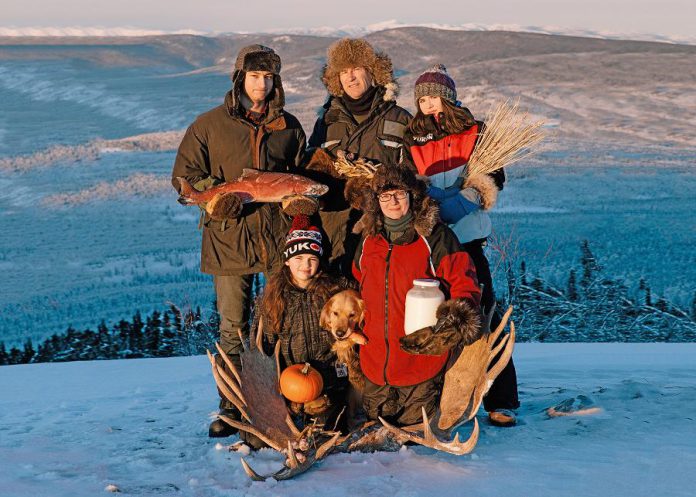 In summer of 2017, filmmaker Suzanne Crocker (bottom right) and her family started their year-long quest to feed themselves from food gathered, grown, and hunted close to their home in the Yukon. In "First We Eat", which screens at the 2021 ReFrame Film Festival, Crocker explores their journey and the complexity of improving local food security in the far north. (Photo: Alex Hakonson)