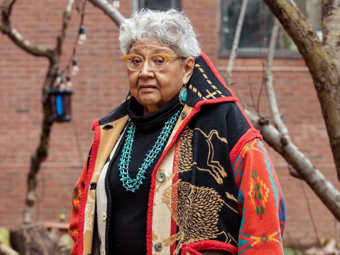 Muriel Miguel, a founder of the feminist Native American collective Spiderwoman Theater, is considered a grandmother of the Indigenous theatre movement in the United States and Canada. Along with Drew Hayden Taylor, she has agreed to be a mentor for the Nogojiwanong Indigenous Fringe Festival in Peterborough. (Photo: Annie Tritt for The New York Times)