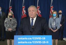 Ontario Premier Doug Ford announced a state of emergency for Ontario at a media conference at Queen's Park on January 12, 2021. (CPAC screenshot)